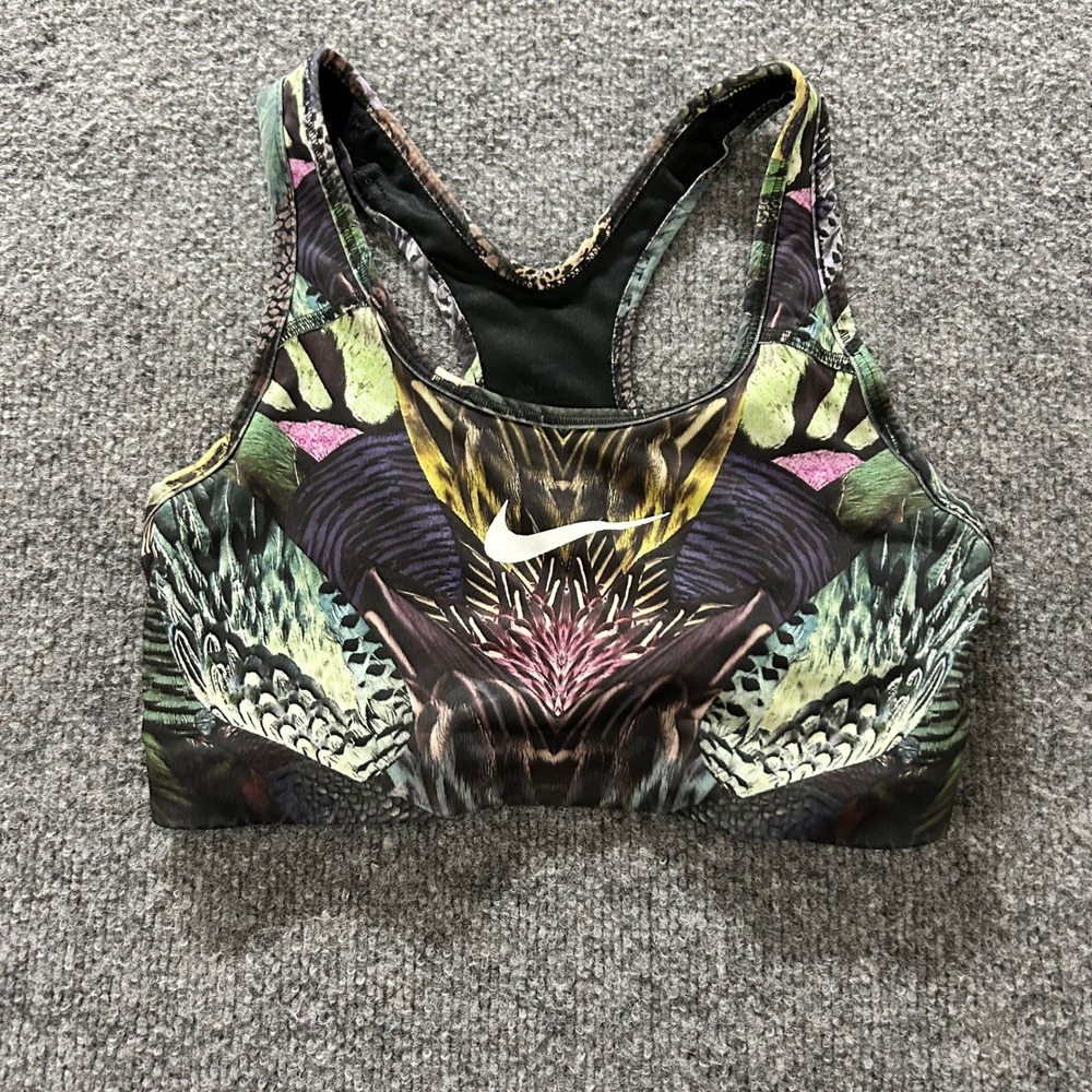Nike Sports Bra Womens Size XS Multicolor Feather Wing Print Dri-Fit Racerback